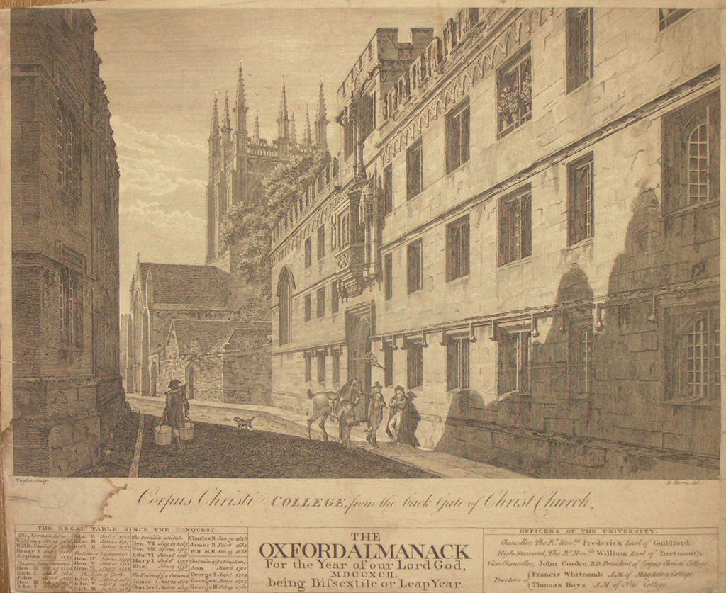 Print - Corpus Christi College, from the back gate of Christ Church. - 